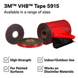 3M 5915 VHB Tape, Double Sided Modified Acrylic Foam, Black, 3/4 in x 72 yd, 16 mil (7010374546) (12 Pack) - 6