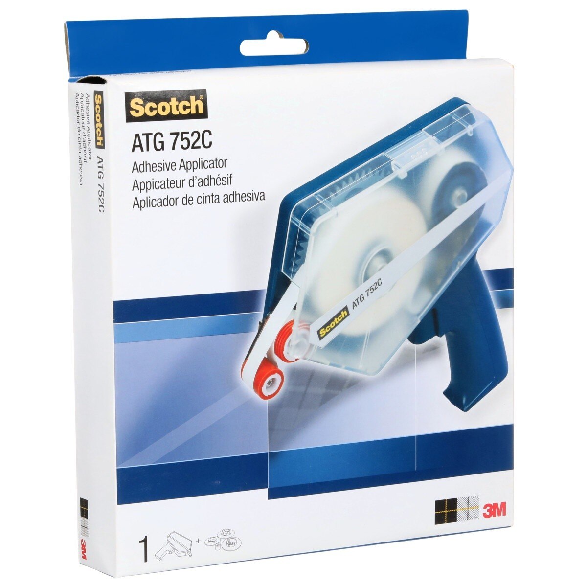 3M ATG 752C Scotch Adhesive Applicator for 1/2 in and 3/4 in Wide Rolls, Blue (752C) (7010374918) (6 Pack) - 4