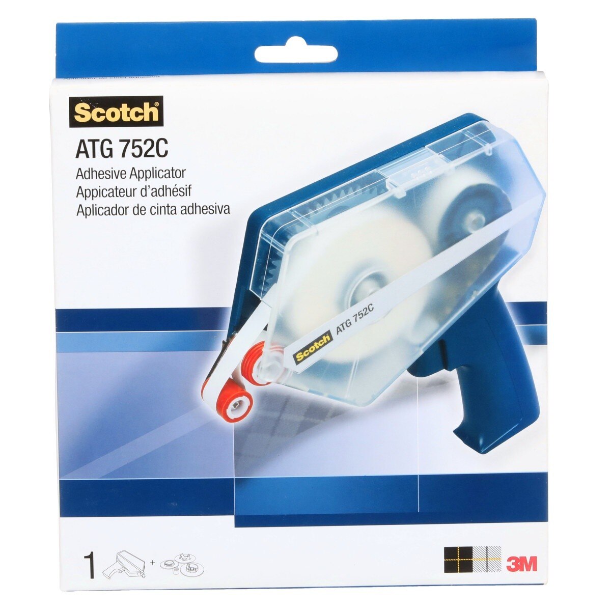 3M ATG 752C Scotch Adhesive Applicator for 1/2 in and 3/4 in Wide Rolls, Blue (752C) (7010374918) (6 Pack) - 5