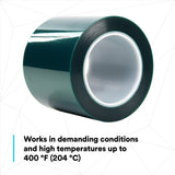 3M 8992 Polyester Tape, Green, 3.2 mil, 4 in x 72 yd (7010374930) (8 Pack) - 7