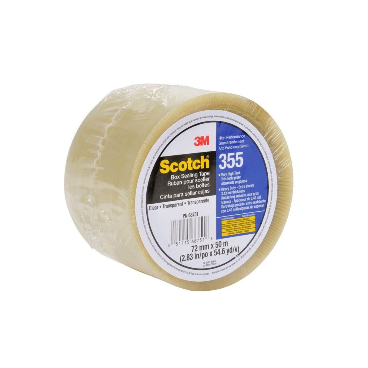 3M 355 Scotch Box Sealing Tape, Clear, 72 mm x 50 m, High Performance (51115687518) (7010374956) (24 Pack) - 5