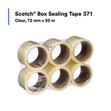 3M 371 Scotch Box Sealing Tape, Clear, 72 mm x 50 m (7010374972) (24 Pack) - 6