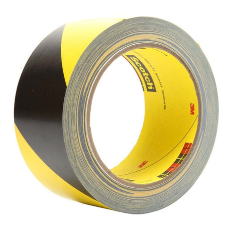 3M 7010375080 Safety Stripe Vinyl Tape 5702 for Lane and Hazard Marking, Rubber Adhesive, Black/Yellow (1 in x 36 yd, 1 Roll)