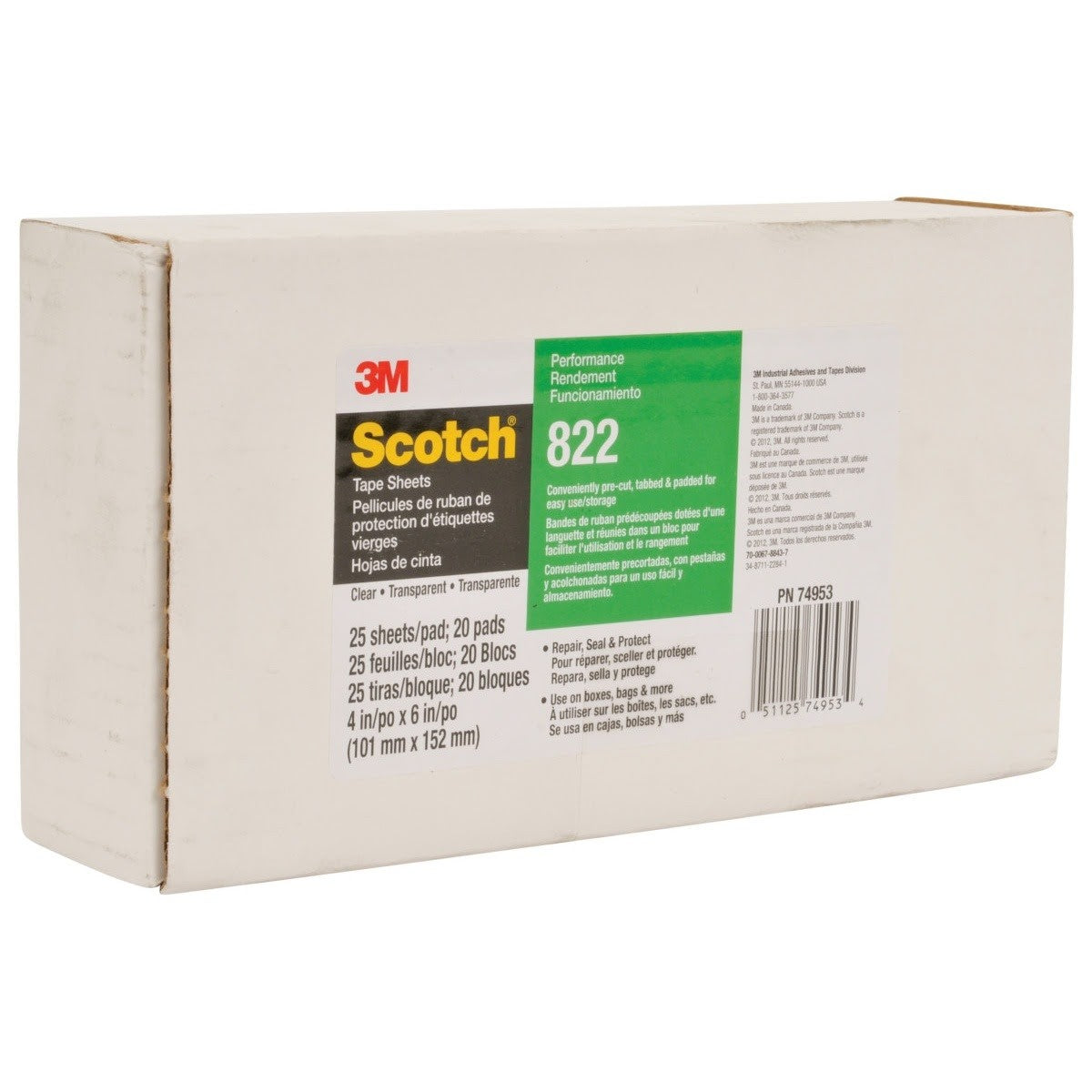 3M 822 Tape Sheets, Clear, 4 in x 6 in, Conveniently Packaged (7010375610) (25Pack) - 5