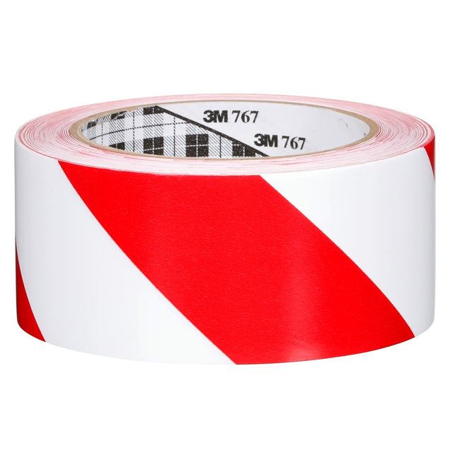 3M Safety Stripe Vinyl Tape, Red White, 2 in x 36 yd, 5 mil (767) (7010375766) (12 Pack)