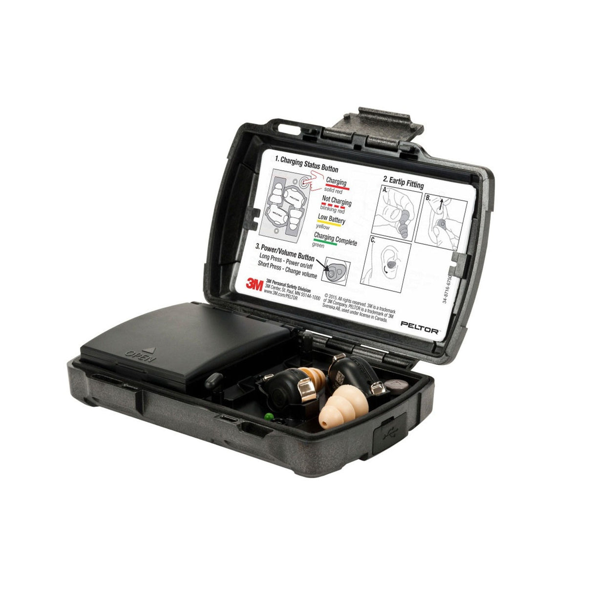 3M TEP-200 PELTOR Tactical Earplug Kit with Environmental Listening and Charging Case (7010386290)