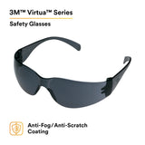 3M 11330-00000-20 11330 Virtua Safety Glasses, Anti-Fog Anti-Scratch Gray Lens, Gray Frame, ANSI Z87.1, Unisex, Wraparound, U6 UV Protection (7010386340) (20 Pack) - 2