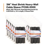 3M IT2.000BK12P Heat Shrink Heavy-Wall Cable Sleeve ITCSN-2000, Adhesive-Lined Polyolefin, Black, 12 in Length (7010398987) (36 Pack) - 2
