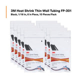3M FP-301-1/16-6"-Black Heat Shrink Thin-Wall Tubing, 6 in Length (7010398999) (100 Pack) - 10