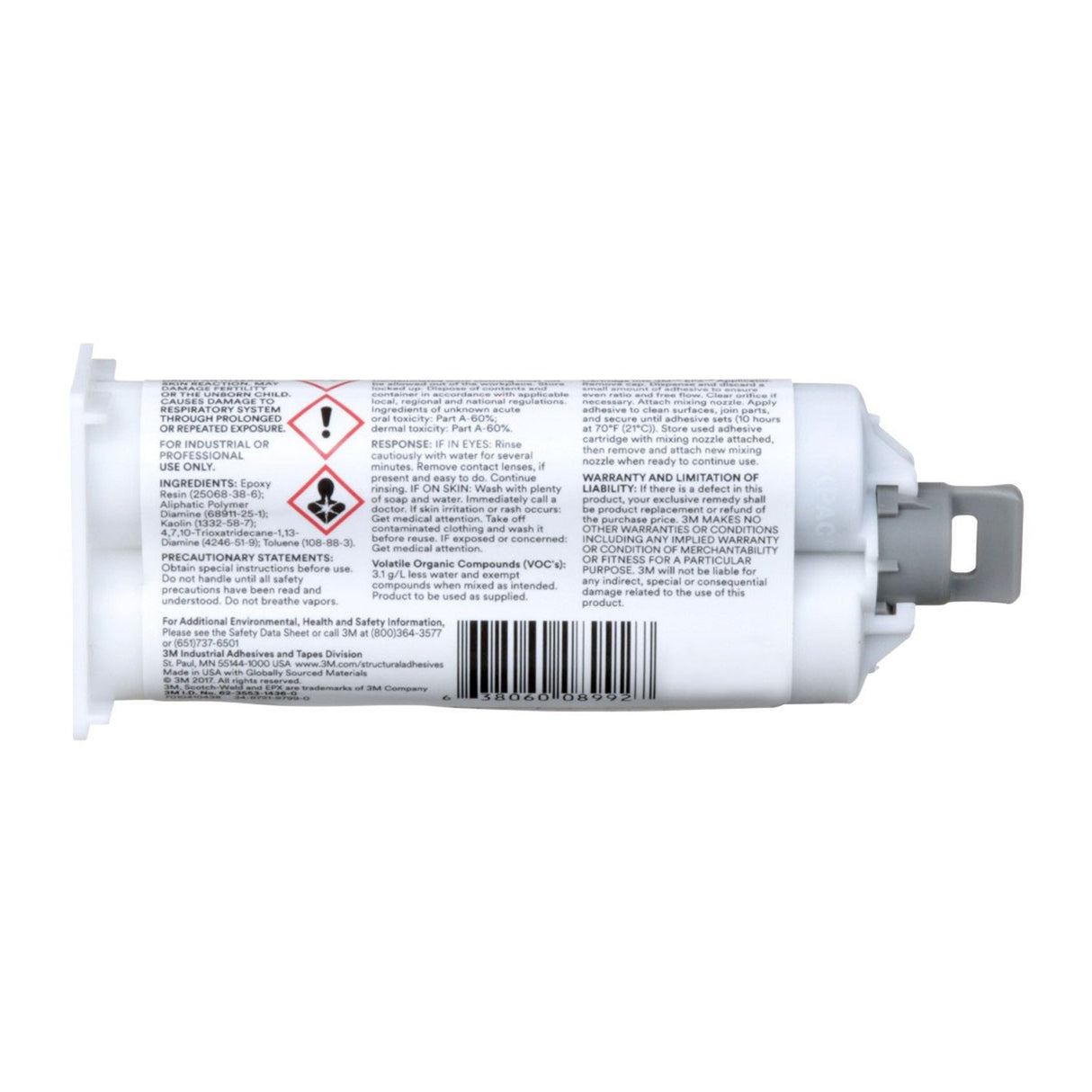 3M 190 Scotch-Weld Epoxy Adhesive DP190, Gray, 48.5 mL Duo-Pak (DP190-1.64OZ-GRY) (7010410438) (12 Pack) - 7