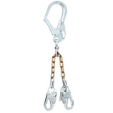 3M 1350150 PROTECTA Swiveling Chain Rebar Positioning Lanyard, Steel Chain, Silver, 2 ft, 310 lb Capacity, Two Snap Hooks, One Rebar Hook (7012817413)