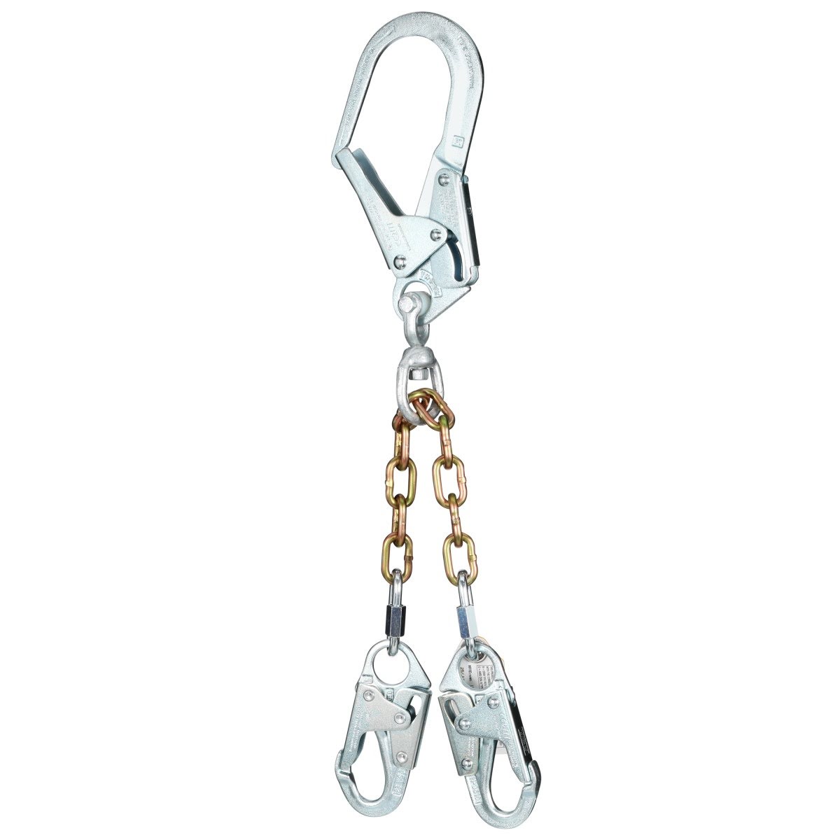 3M 1350150 PROTECTA Swiveling Chain Rebar Positioning Lanyard, Steel Chain, Silver, 2 ft, 310 lb Capacity, Two Snap Hooks, One Rebar Hook (7012817413) - 3