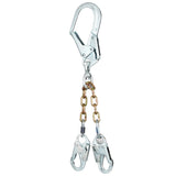 3M 1350150 PROTECTA Swiveling Chain Rebar Positioning Lanyard, Steel Chain, Silver, 2 ft, 310 lb Capacity, Two Snap Hooks, One Rebar Hook (7012817413) - 3