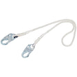 3M 1385501 PROTECTA Rope Restraint Lanyard, Nylon Rope, White, 6 ft, 2 Snap Hooks, 310 lb Capacity (7012817430)
