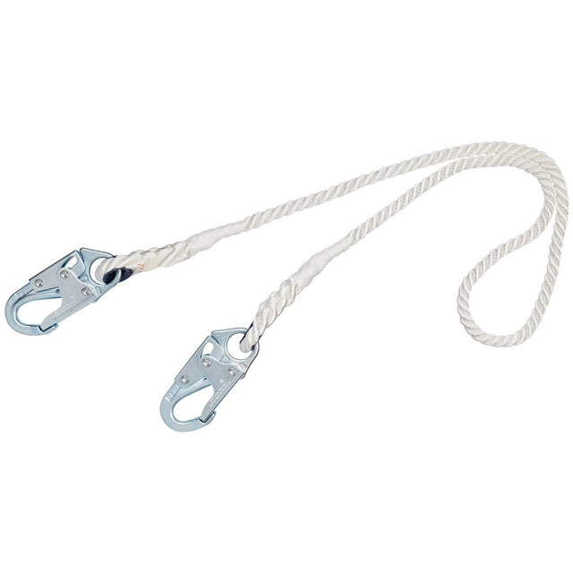 3M 1385501 PROTECTA Rope Restraint Lanyard, Nylon Rope, White, 6 ft, 2 Snap Hooks, 310 lb Capacity (7012817430)