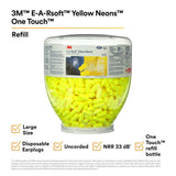 3M 391-1005 E-A-R Yellow Foam Disposable Earplugs Refill Bottle, Uncorded, NRR 33 dB, Large (7100001858) (1600 Pack) - 5