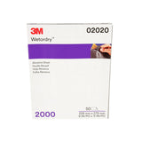 3M 401Q 02020 Wetordry Abrasive Sheet, 2000 Grit, Black, 9 in x 11 in (7100003690) (250 Pack) - 2