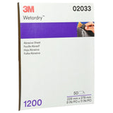 3M 401Q 1200A Abrasive Sheet, Silicon Carbide 1200 Grit, Black, 9 in x 11 in (7100003725) (250 Pack) - 3