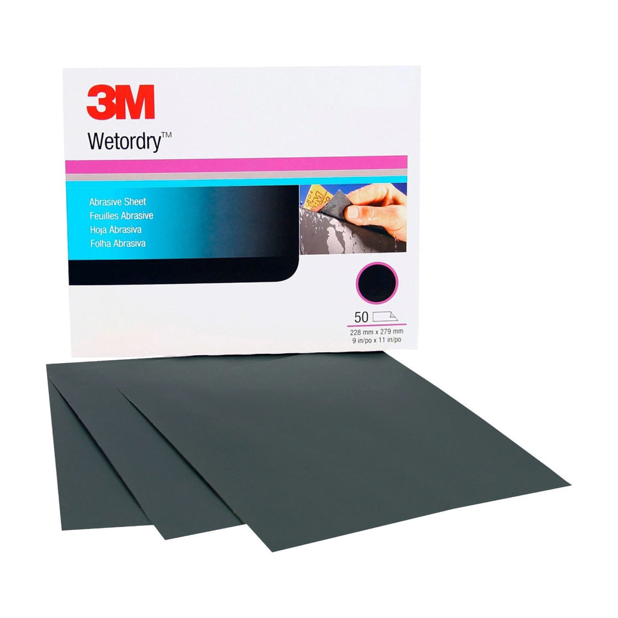 3M 401Q 1200A Abrasive Sheet, Silicon Carbide 1200 Grit, Black, 9 in x 11 in (7100003725) (250 Pack) - 9
