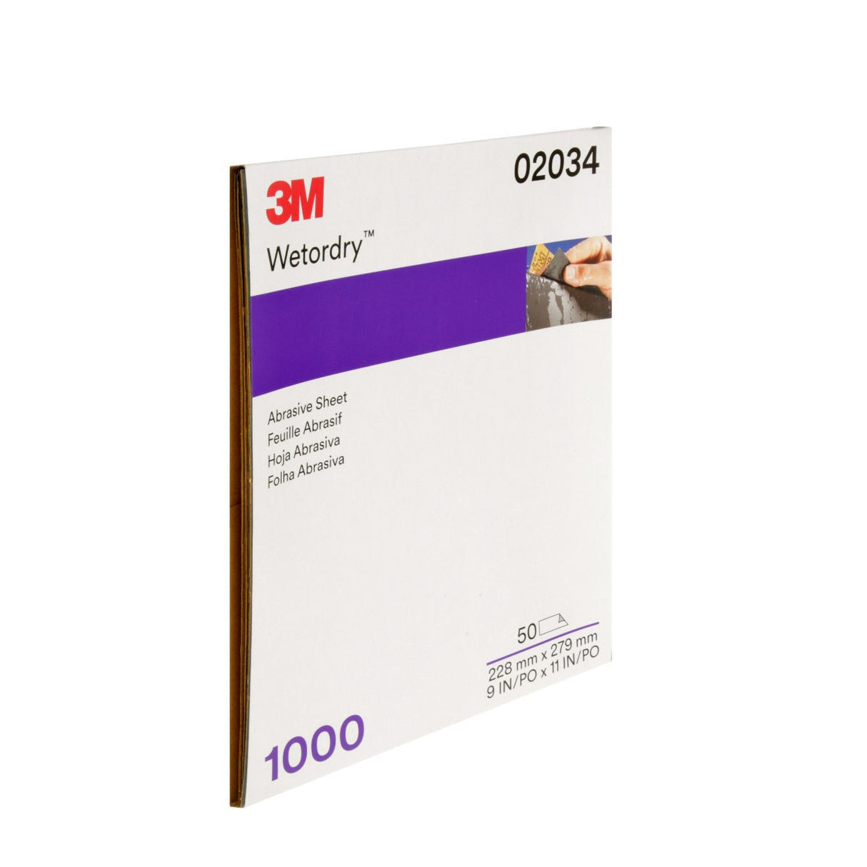 3M 401Q 02034 Wetordry Abrasive Sheet, 1000 Grit Wet/Dry Silicon Carbide Black, 9 in x 11 in (7100003726) (250 Pack) - 3