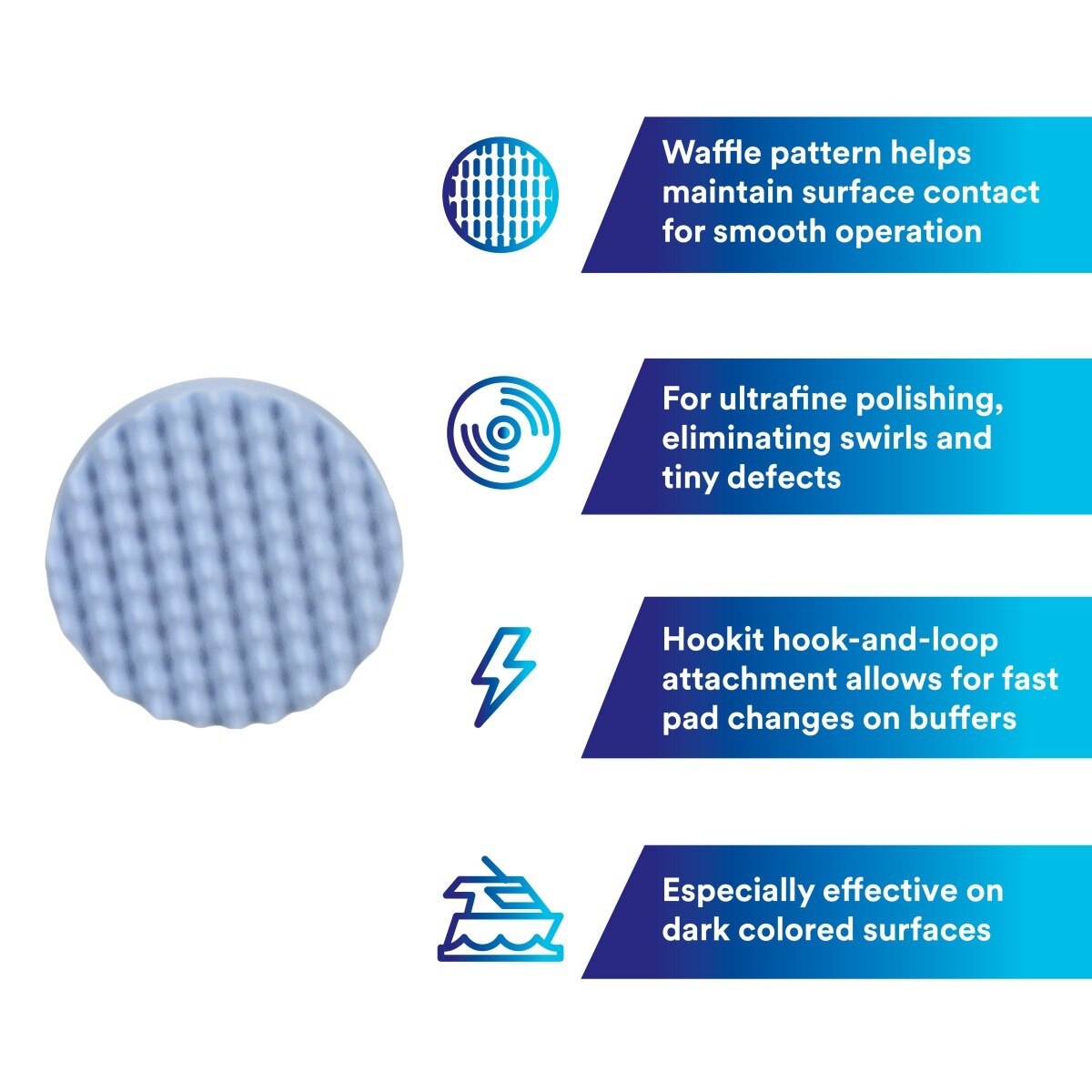 3M Perfect It Hookit Ultrafine Foam Polishing Pad, Waffle Face, Blue, 8 in (05733) (7100003841) (6 Pack) - 8