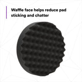 3M 05738 Hookit Foam Polishing Pad, Single Sided, Black, Waffle Face, Hook and Loop, 8 in (7100003842) (6 Pack) - 6