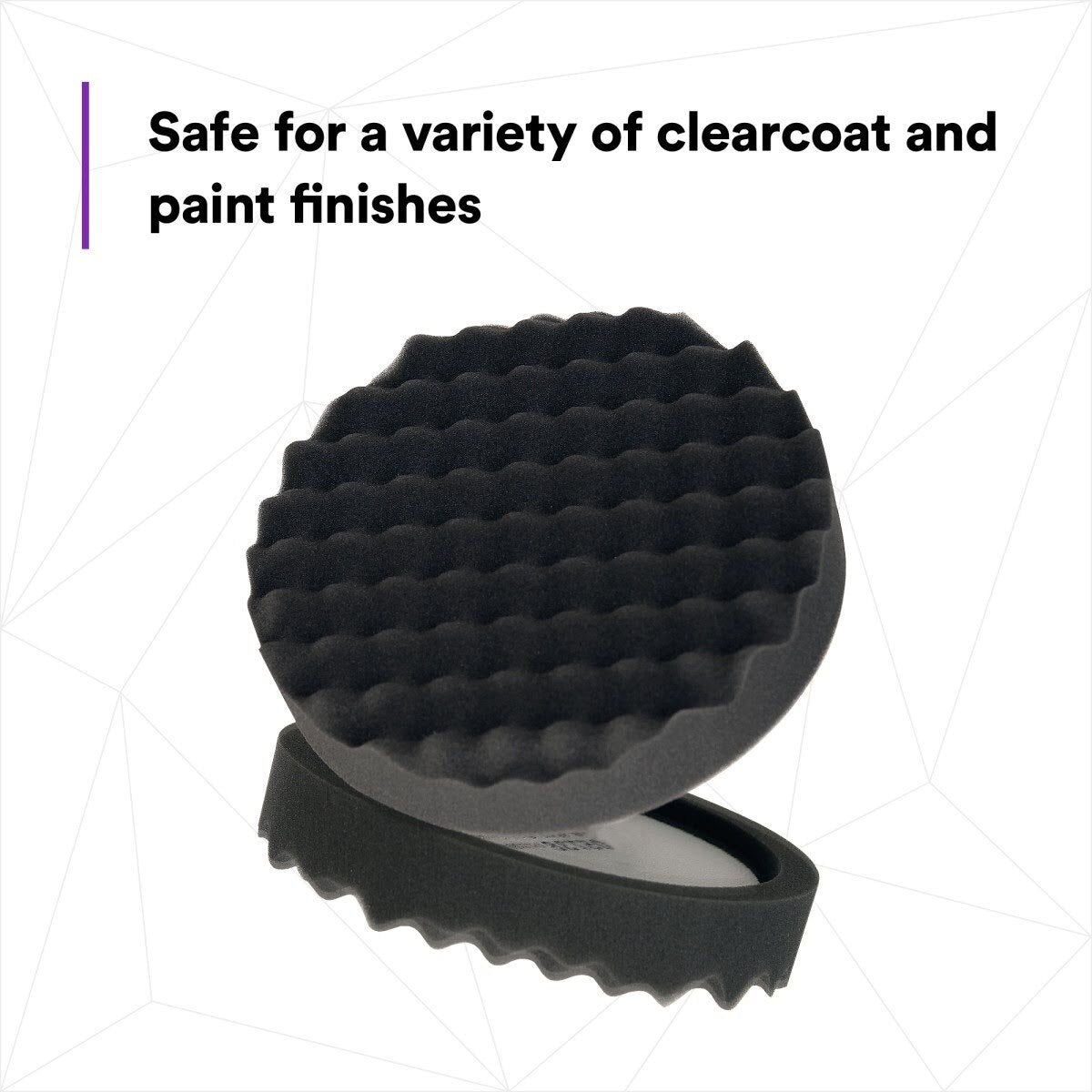 3M 05738 Hookit Foam Polishing Pad, Single Sided, Black, Waffle Face, Hook and Loop, 8 in (7100003842) (6 Pack) - 7