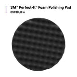 3M 05738 Hookit Foam Polishing Pad, Single Sided, Black, Waffle Face, Hook and Loop, 8 in (7100003842) (6 Pack) - 8
