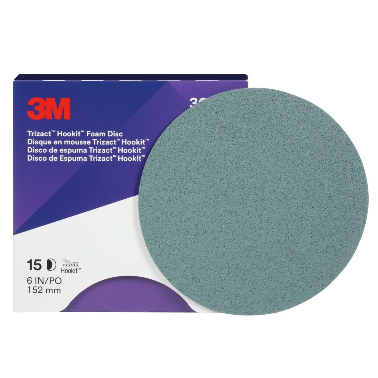 3M 443SA 30662 Trizact Hookit Foam Disc, P5000, Blue, 6 in (7100003887) (60 Pack) - 9