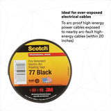3M Scotch Fire-Retardant Electric Arc Proofing Tape 77, Black, 3 in x 20 ft (77B-3X20FT) (7100004701) (10 Pack) - 4