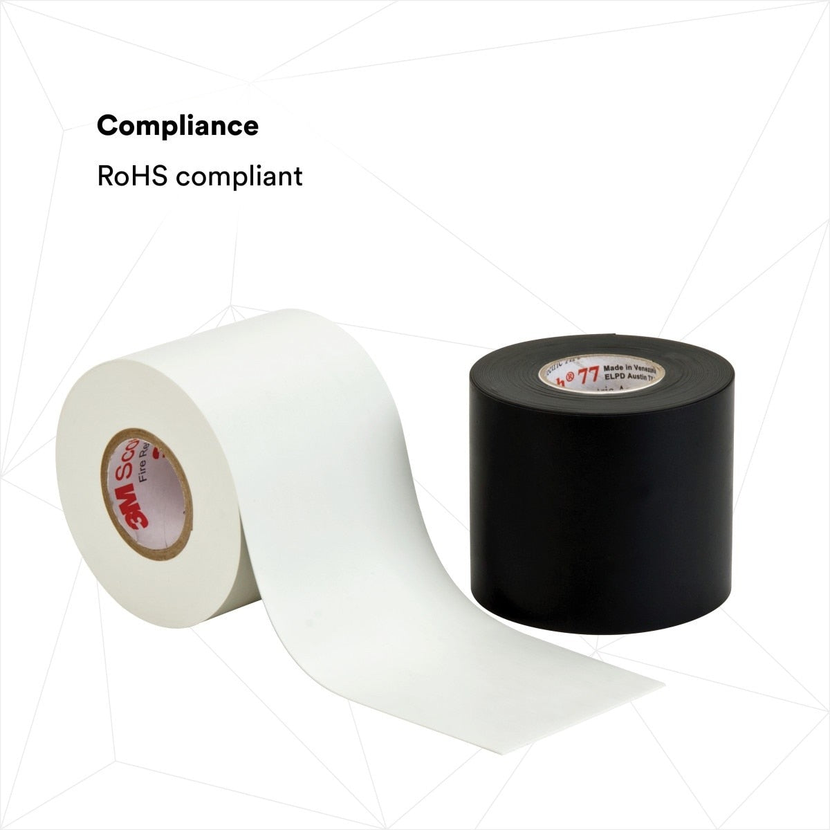3M Scotch Fire-Retardant Electric Arc Proofing Tape 77, Black, 3 in x 20 ft (77B-3X20FT) (7100004701) (10 Pack) - 5