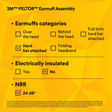 3M M-985 PELTOR Earmuff Assembly Hard Hat Attached for M-100 and M-300 Products Orange NRR 24 dB (7100004873) (1 Pair) - 6