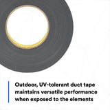 3M 8979 Performance Plus Duct Tape Roll, Heavy Duty, Black, 29 in x 60 yd, 12.1 mil, 6 Month Clean Removal, UV and Weather Resistant (7100005781) (2 Pack) - 3