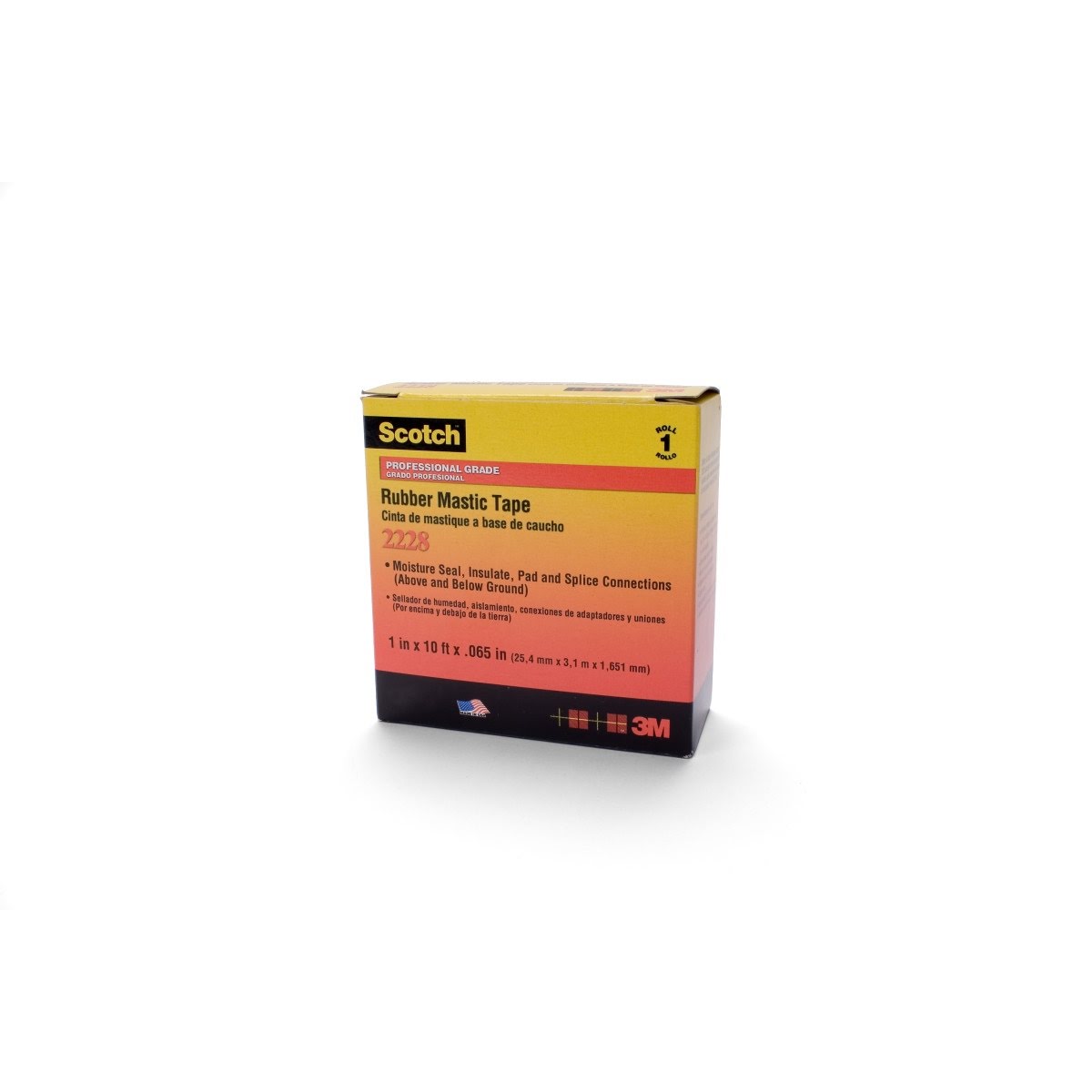 3M Scotch Rubber Mastic Tape 2228, 2 in x 3 ft, Black, 65 mil (2228-2X3FT) (7100005959) (48 Pack) - 2