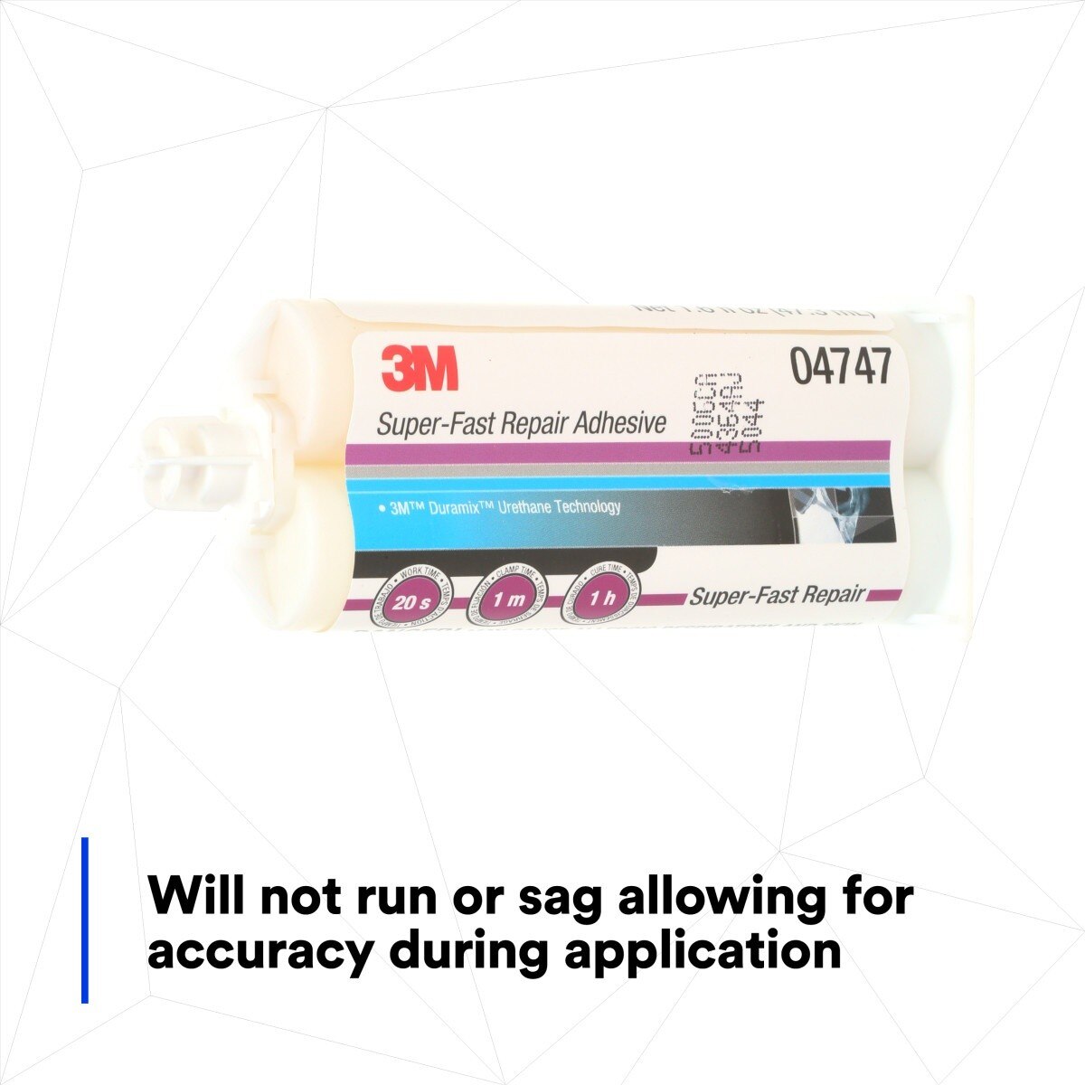 3M 04747 Super-Fast Repair Adhesive, Two-Component Semi-Rigid Urethane, Amber, 47.3 mL/1.6 fl oz Cartridge (7100006276) - 5