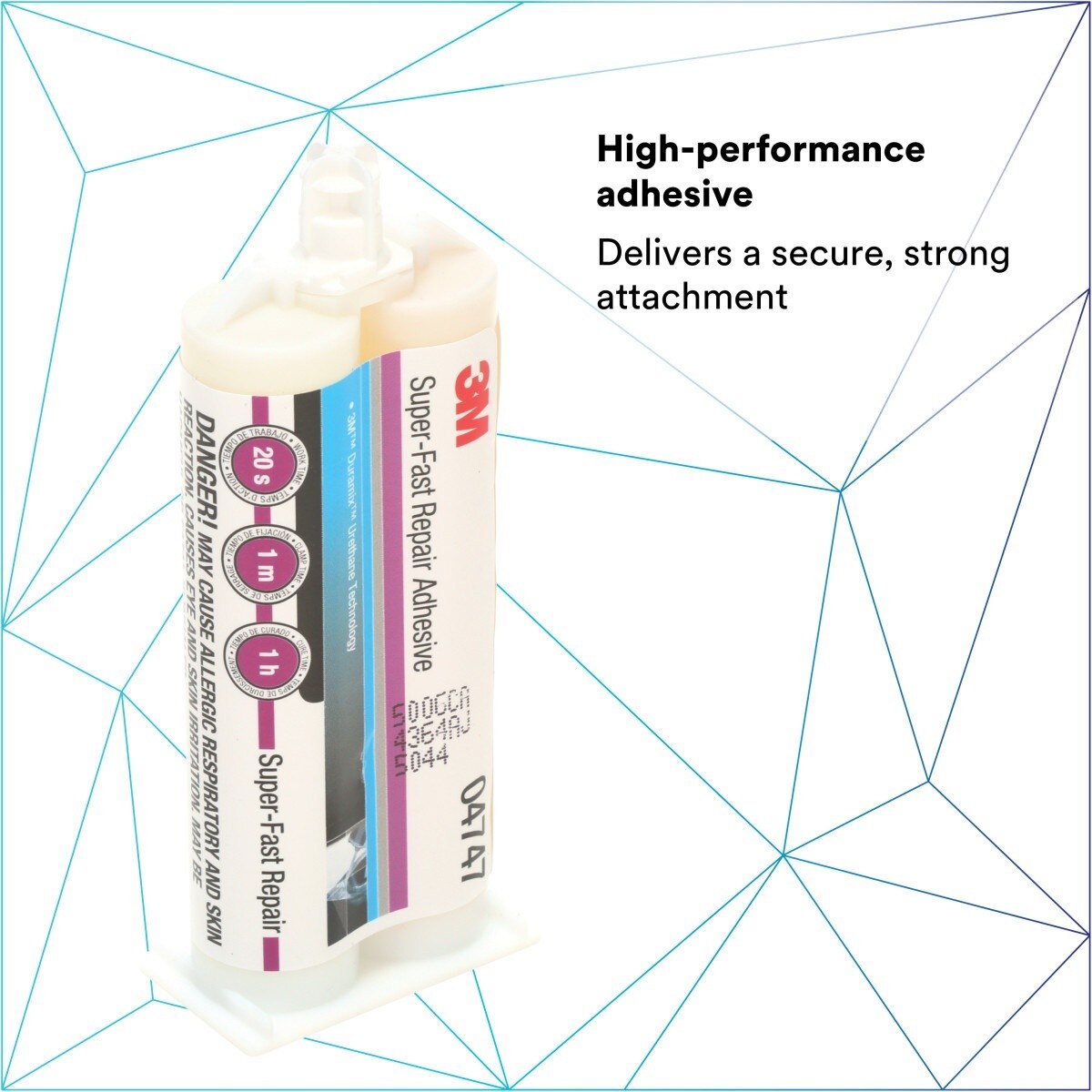3M 04747 Super-Fast Repair Adhesive, Two-Component Semi-Rigid Urethane, Amber, 47.3 mL/1.6 fl oz Cartridge (7100006276) - 8