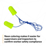 3M 311-1251 E-A-R Corded Disposable Foam Earplugs, Large, NRR 33 dB, Individually Wrapped, Poly Bag (7100006342) (2000 Pack) - 9