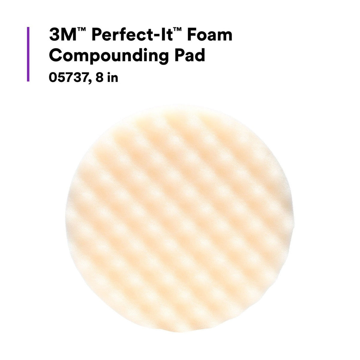3M Perfect-It Hookit Foam Compounding Pad, Hook and Loop, Waffle, White, 8 in (05737) (7100008771) (6 Pack) - 5