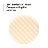 3M Perfect-It Hookit Foam Compounding Pad, Hook and Loop, Waffle, White, 8 in (05737) (7100008771) (6 Pack) - 5