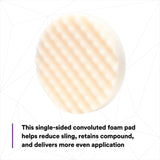 3M Perfect-It Hookit Foam Compounding Pad, Hook and Loop, Waffle, White, 8 in (05737) (7100008771) (6 Pack) - 6