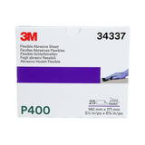 3M 270J 34337 Hookit Flexible Abrasive Hand Sheet, P400, 5.5 in x 6.8 in (7100010553) (125 Pack) - 6