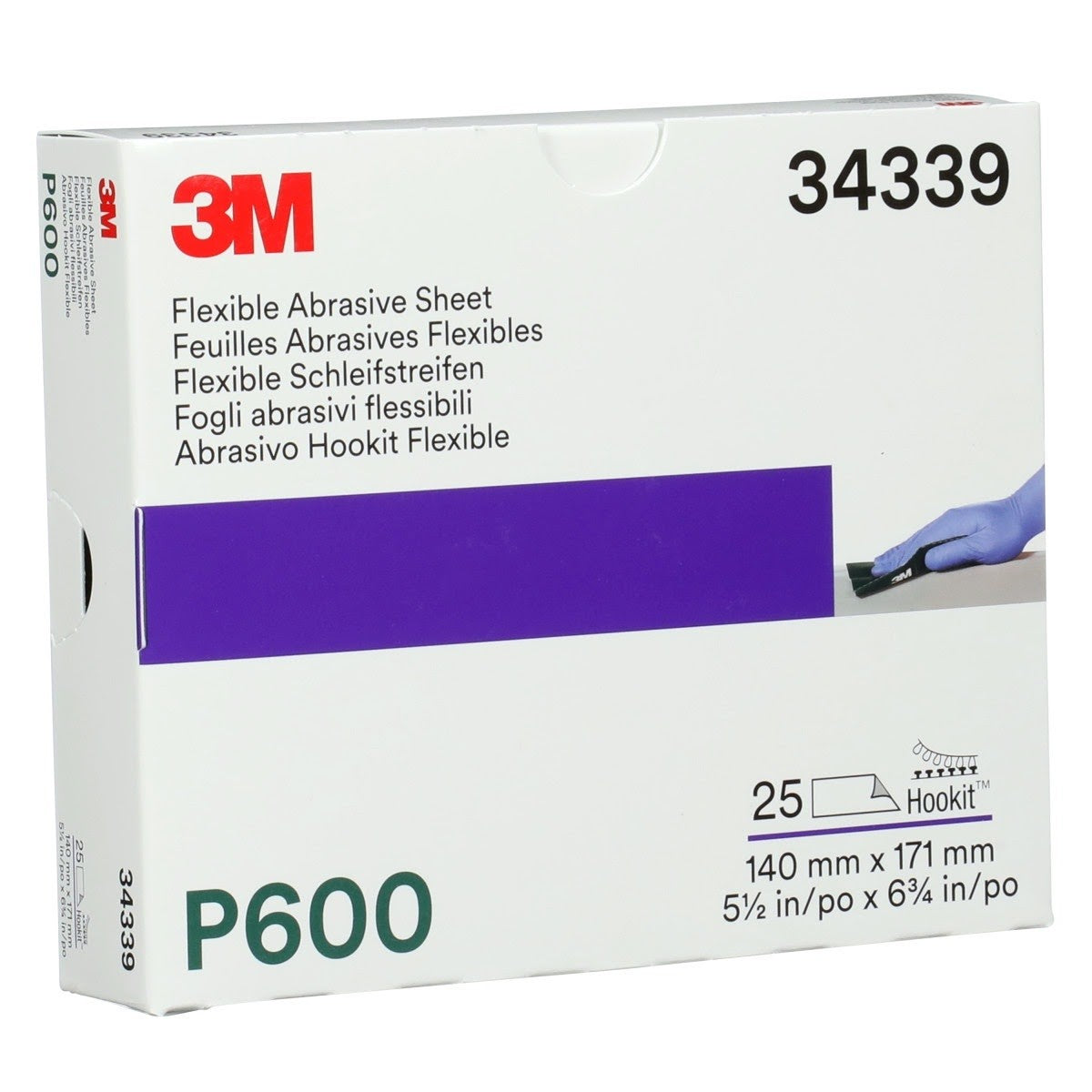 3M 270J 34339 Hookit Flexible Abrasive Sheet, P600, 5.5 in x 6.8 in (7100010566) (125 Pack) - 2