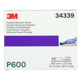 3M 270J 34339 Hookit Flexible Abrasive Sheet, P600, 5.5 in x 6.8 in (7100010566) (125 Pack) - 3