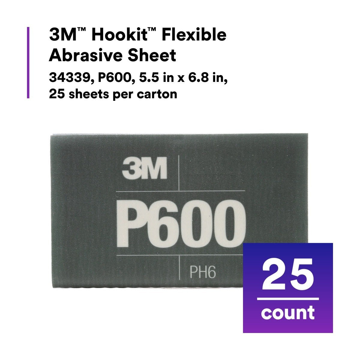 3M 270J 34339 Hookit Flexible Abrasive Sheet, P600, 5.5 in x 6.8 in (7100010566) (125 Pack) - 10