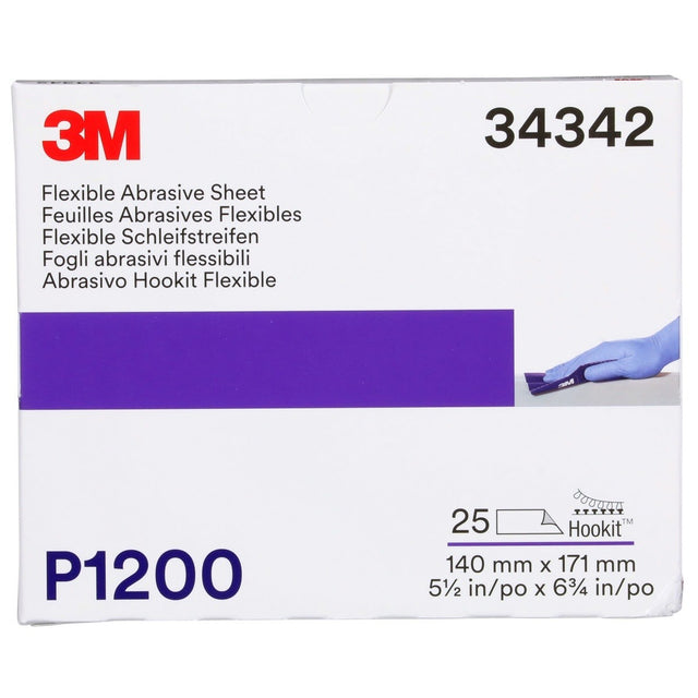 3M 270J 34342 Hookit Flexible Abrasive Sheet, P1200, 5.5 in x 6.8 in (7100010568) (125 Pack)