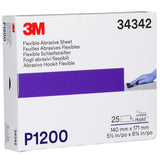 3M 270J 34342 Hookit Flexible Abrasive Sheet, P1200, 5.5 in x 6.8 in (7100010568) (125 Pack) - 2
