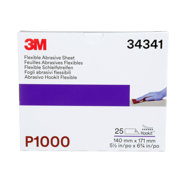 3M 270J 34341 Hookit Flexible Abrasive Sheet, P1000, 5.5 in x 6.8 in (7100010569) (125 Pack)
