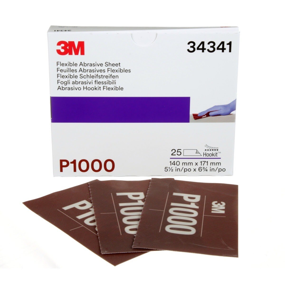 3M 270J 34341 Hookit Flexible Abrasive Sheet, P1000, 5.5 in x 6.8 in (7100010569) (125 Pack) - 2