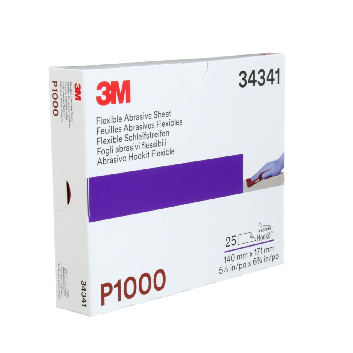 3M 270J 34341 Hookit Flexible Abrasive Sheet, P1000, 5.5 in x 6.8 in (7100010569) (125 Pack) - 3