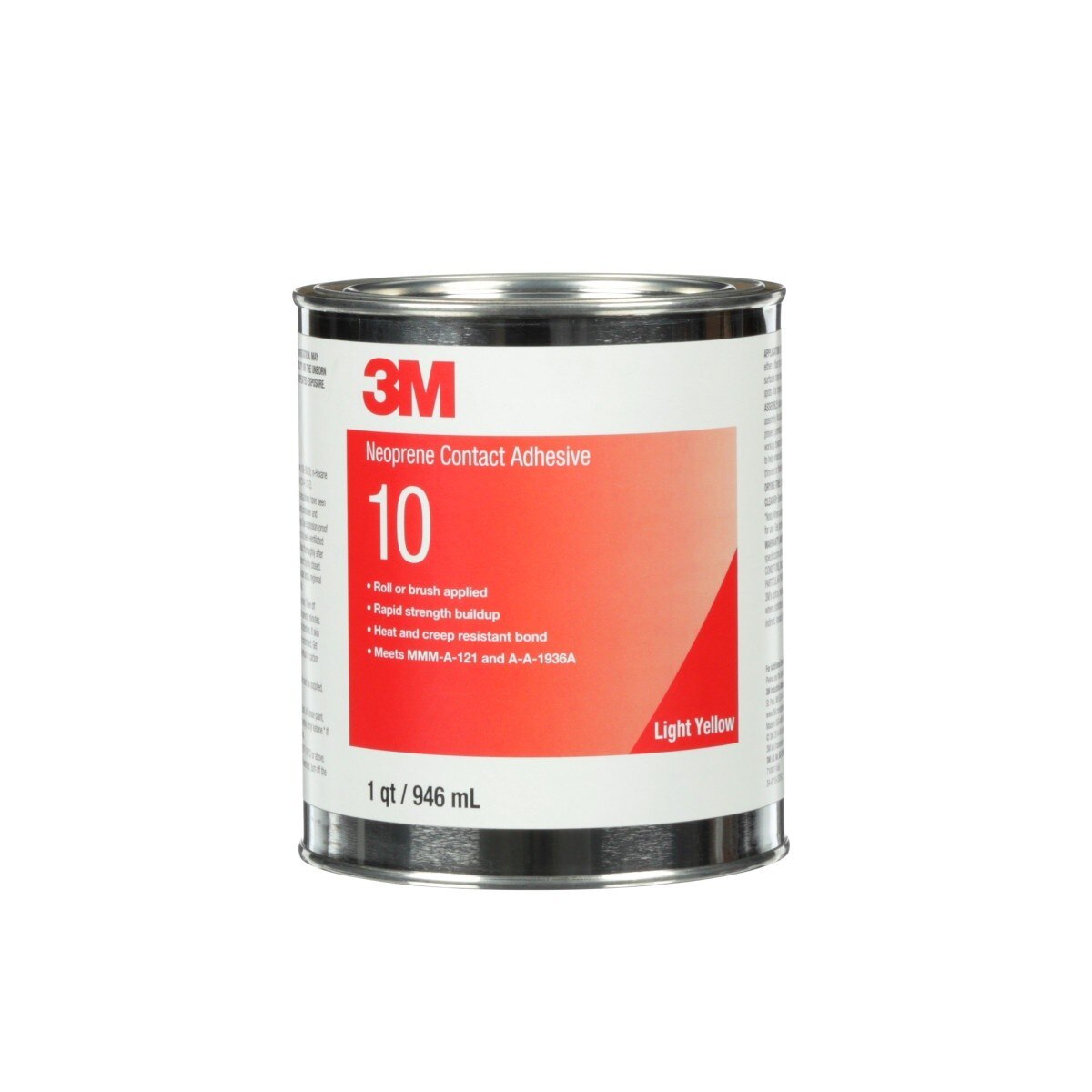 3M 10 Neoprene Contact Adhesive, Light Yellow, 1 Quart Can (7100011456) (12 Pack)